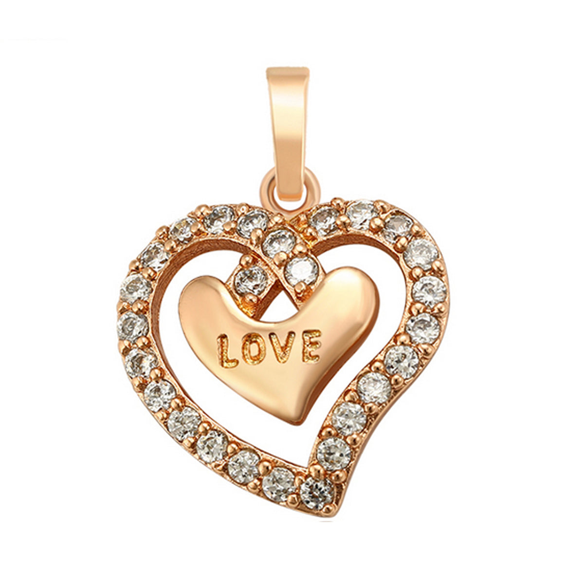 Pendants 18k Gold Plated Love Heart W Crystals Premium Q Divinej