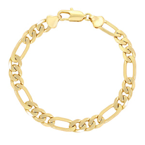 Bracelets - 14K Gold Plated. Figaro Chain. 7mm W. *Premium Q*