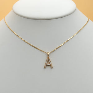 Necklace - 18K Gold Plated.  Initial A Letter Pendant - 18in Chain *Premium Q*