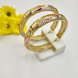 Earrings - Tri Color Gold Plated. 7mm Hoops. *Premium Q*