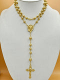 Rosary - 14K Color Gold Plated. Jesus, Cross, Crucifix. *Premium Q*