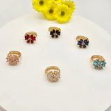 Earrings - 18K Gold Plated. Small Flower Crystals. (Pack of 6)