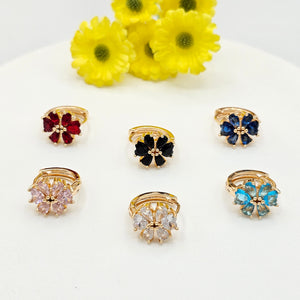 Earrings - 18K Gold Plated. Small Flower Crystals. (Pack of 6)