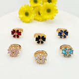 Earrings - 18K Gold Plated. Small Flower Crystals. (Pack of 6)