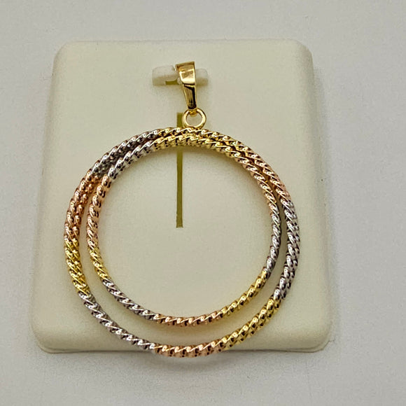 CLOSEOUT* Pendants - Tri Color Gold Plated. Multi Circle. *Premium Q*