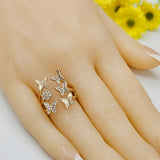 Rings - 18K Gold Plated. Butterfly Flower Open Ring. *Premium Q*