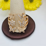 Rings - 18K Gold Plated. Butterfly Flower Open Ring. *Premium Q*