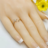 Rings - 18K Gold Plated. Cross Heart Open Ring. *Premium Q*