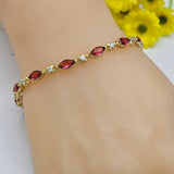 Bracelets - 14K Gold Plated. Red CZ crystal. *Premium Q*