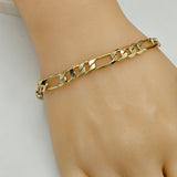 Bracelets - 14K Gold Plated. Figaro Chain. 7mm W. *Premium Q*