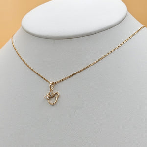 Necklace - 18K Color Gold Plated. Mouse - Butterfly Bow - with crystals. *Premium Q*