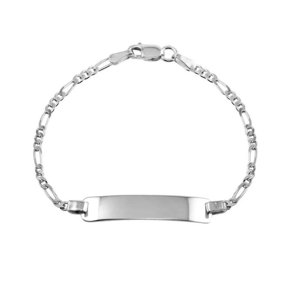 Bracelets - 925 Sterling Silver. Figaro ID Child Bracelet. (1 Piece)