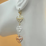 Earrings - Tri Color Gold Plated. Holy Spirit symbol, dove. Long Earrings.