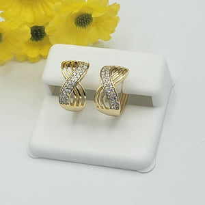 Earrings - 14K Gold Plated. Infinity Love Crystal Huggies. *Premium Q*